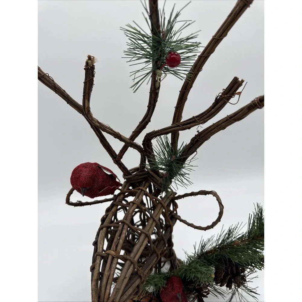 Reindeer Rustic Wicker Deer Tree Topper Or Stand Alone 17.5